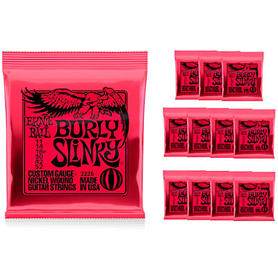 Ernie Ball Burly Slinky Nickelwound Electric Guitar Strings 12 Pack for sale