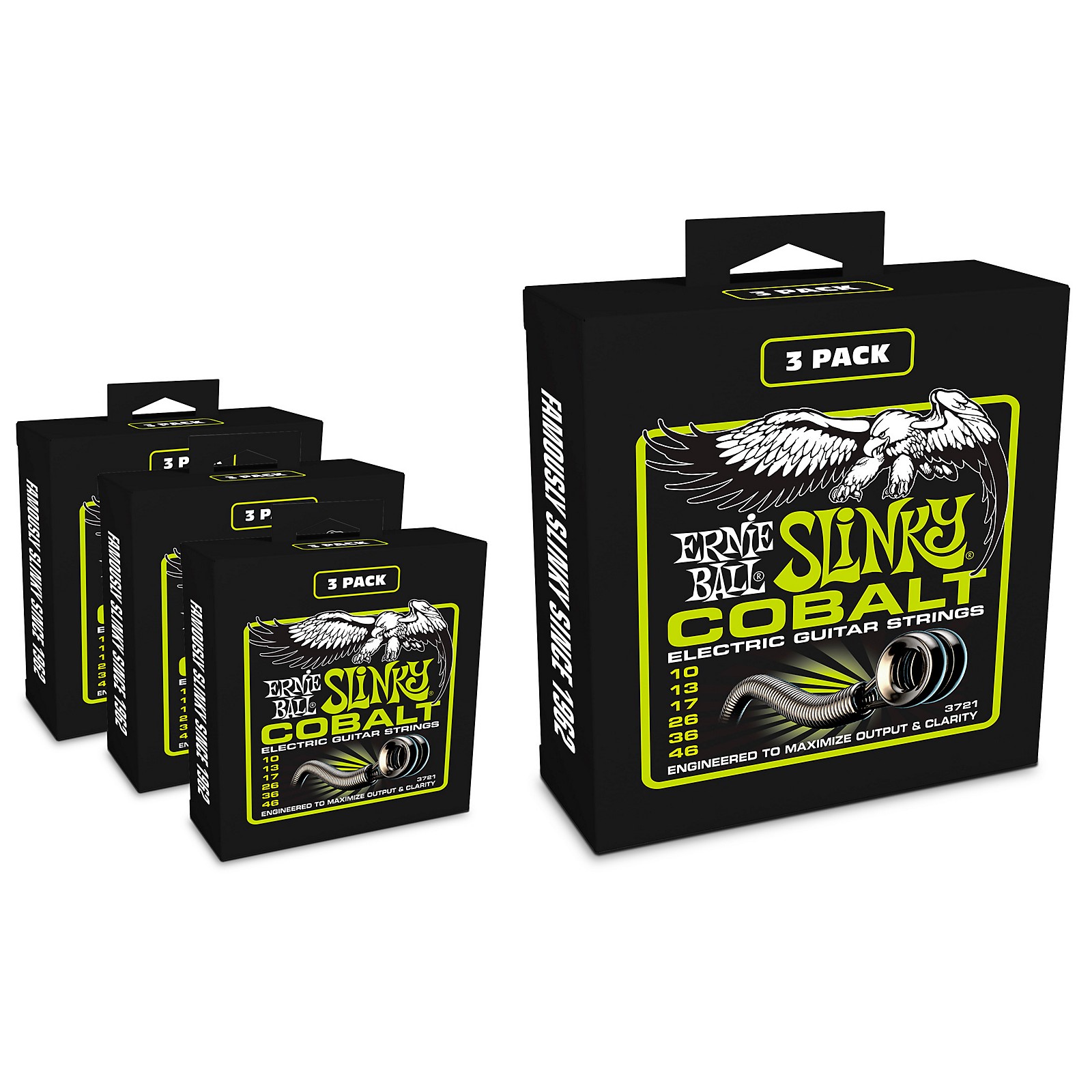 Ernie Ball P03721 Cobalt Regular Slinky Electric Guitar Strings 4 Pack
