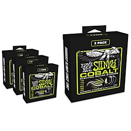 Ernie Ball P03721 Cobalt Regular Slinky Electric Guitar Strings 4 Pack (12 Sets)