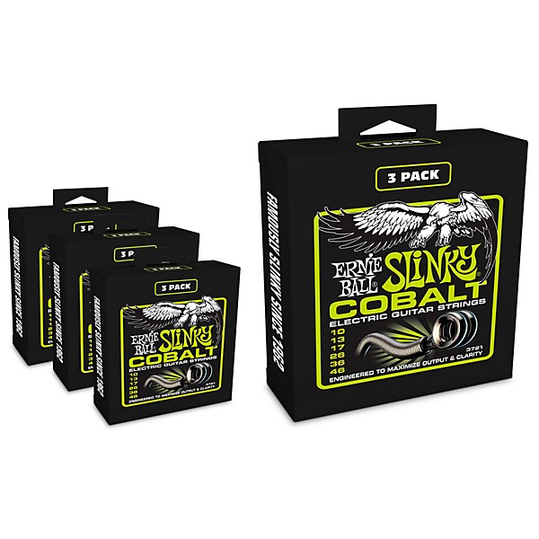 Ernie Ball P03721 Cobalt Regular Slinky Electric Guitar Strings 4 Pack (12 Sets)