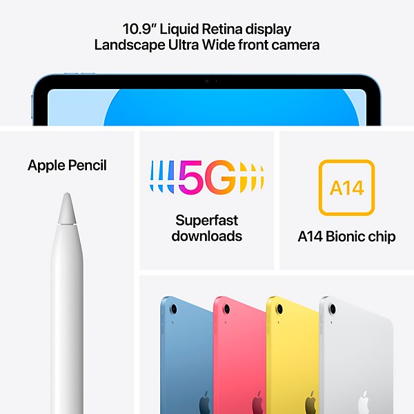 Apple 10.9-inch iPad A14 Bionic Wi-Fi + Cellular 64GB - Silver
