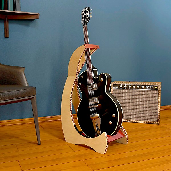 A&S Crafted Products The CrossCurve Deluxe Maple Single Guitar Stand Maple