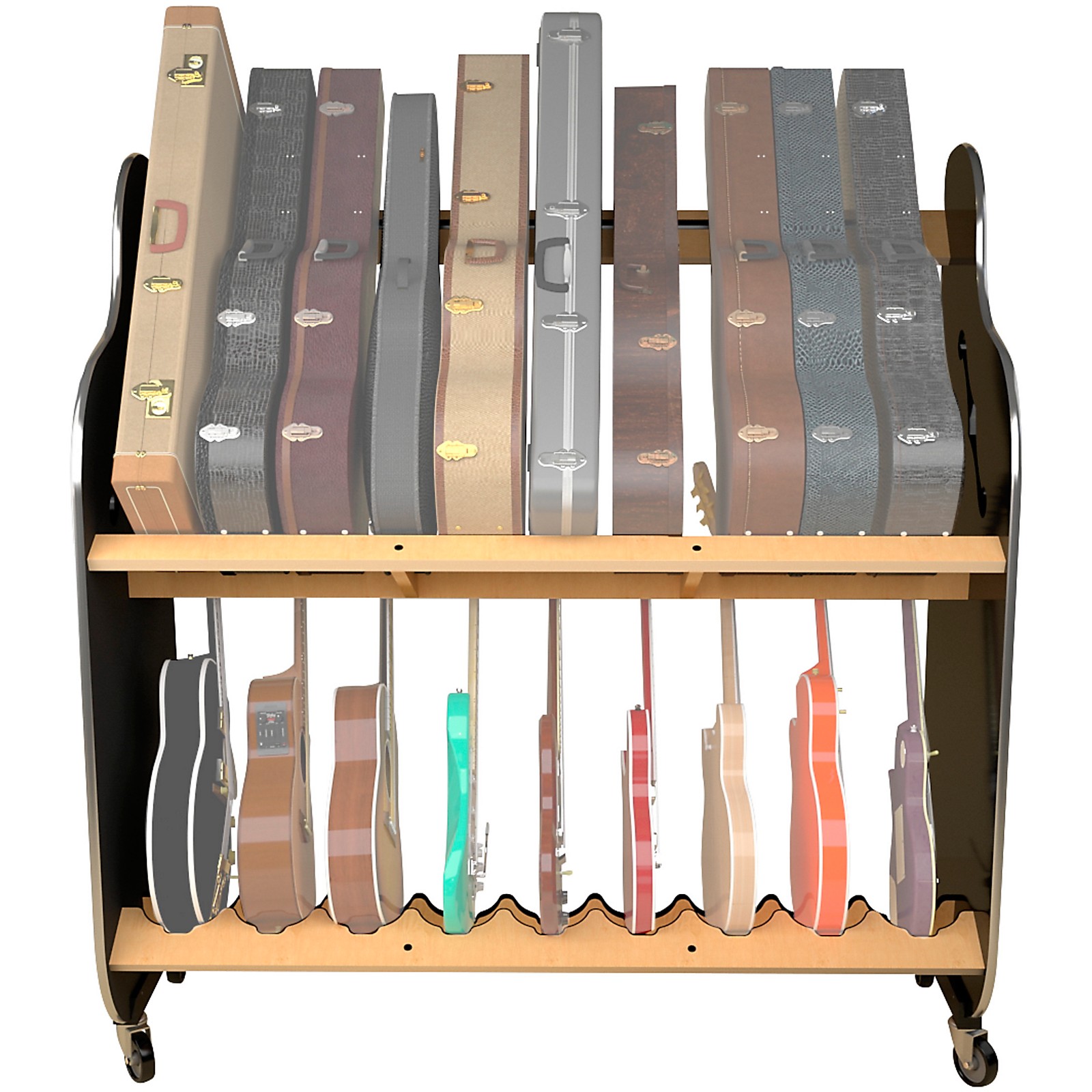 A&S Crafted Products The Session-Pro Double-Stack Mobile Guitar & Case ...