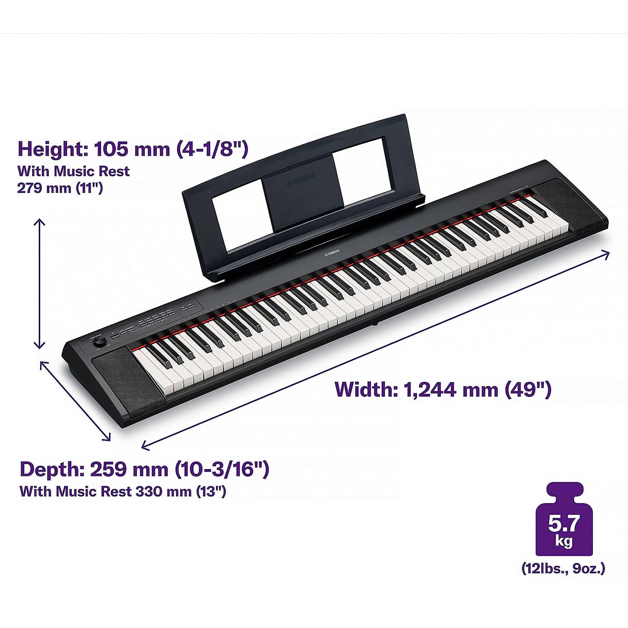 Yamaha Piaggero NP-32 76-Key Portable Keyboard With Power Adapter Black