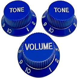 AxLabs Strat-Style Knob Kit with White Lettering (3) Blue