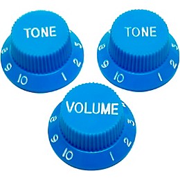 AxLabs Strat-Style Knob Kit with White Lettering (3) Light Blue