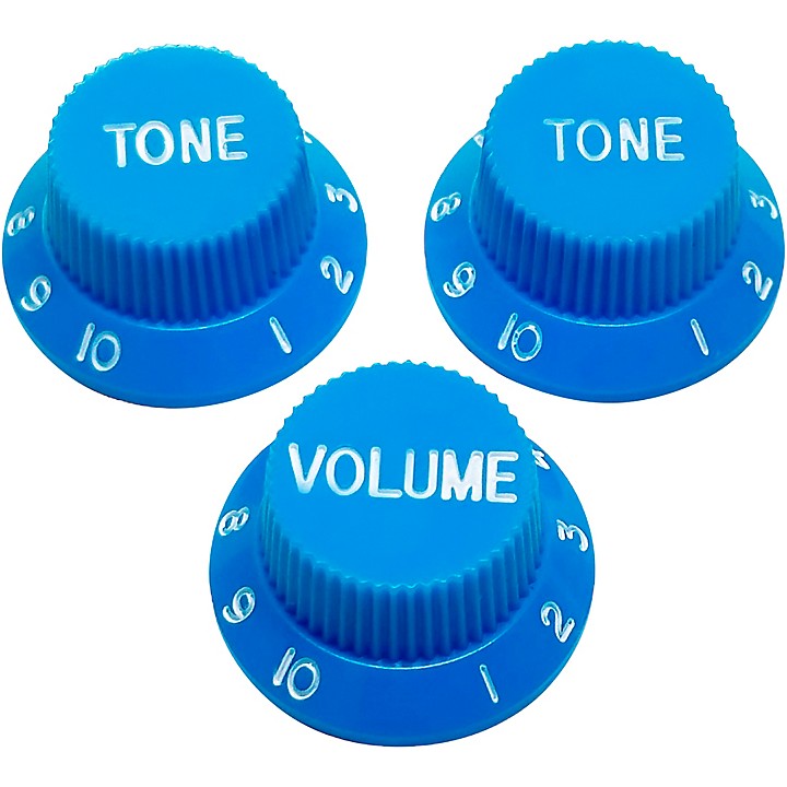 AxLabs StratStyle Knob Kit with White Lettering (3) Light Blue