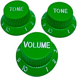 AxLabs Strat-Style Knob Kit with White Lettering (3) Green