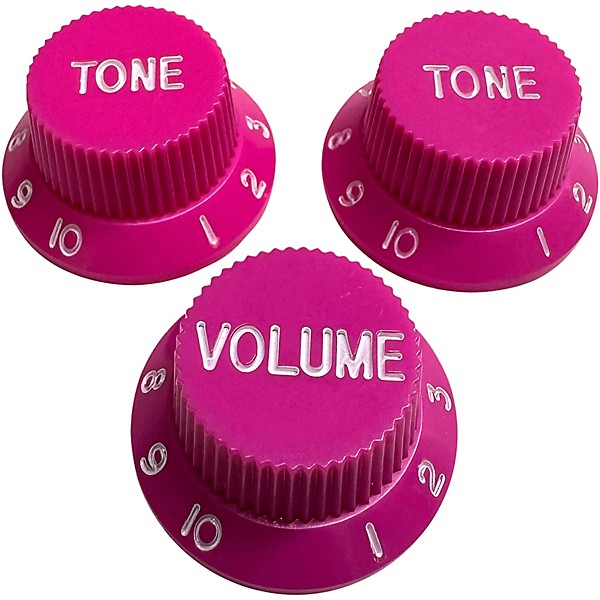 AxLabs Strat-Style Knob Kit with White Lettering (3) Purple