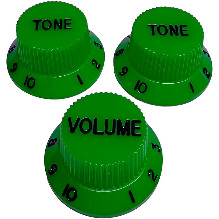AxLabs StratStyle Knob Kit with Black Lettering (3) Green Guitar Center