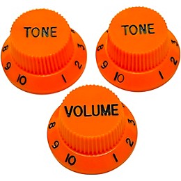 AxLabs Strat-Style Knob Kit with Black Lettering (3) Orange