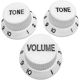 AxLabs Strat-Style Knob Kit with Black Lettering (3) White AxLabs Strat-Style Knob Kit with Black Lettering (3) White