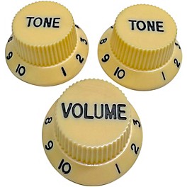 AxLabs Strat-Style Knob Kit with Black Lettering (3)... AxLabs Strat-Style Knob Kit with Black Lettering (3) Aged White/Cream