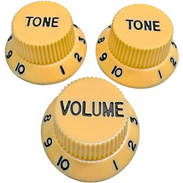 AxLabs Strat-Style Knob Kit with Black Lettering (3) White AxLabs Strat-Style Knob Kit with Black Lettering (3) Cream