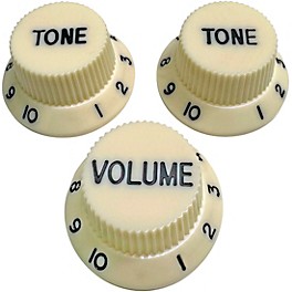 AxLabs Strat-Style Knob Kit with Black Lettering (3) Aged W... AxLabs Strat-Style Knob Kit with Black Lettering (3) Parchment