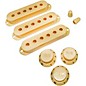 AxLabs Set Of Single Coil Pickup Covers In Vintage Spacing (52mm), Two Switch Tips, And Three Knobs (Gold Lettering) Aged White/Cream thumbnail