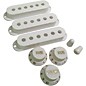 AxLabs Set Of Single Coil Pickup Covers In Vintage Spacing (52mm), Two Switch Tips, And Three Knobs (Gold Lettering) White thumbnail