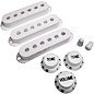 AxLabs Set Of Single Coil Pickup Covers In Modern Spacing (52/50/48), Two Switch Tips, And Three Knobs (Black Lettering) White thumbnail