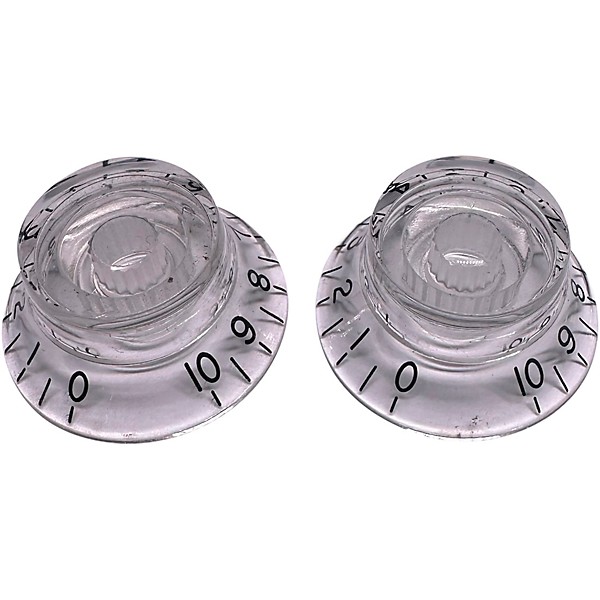 AxLabs Left Handed Bell Knob (Black Lettering) - 2 Pack Clear