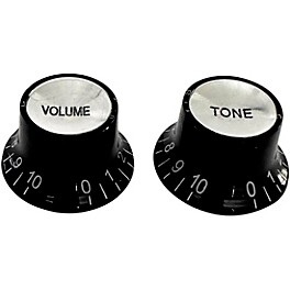 AxLabs Top Hat Knobs - Volume and Tone with White Letter... AxLabs Top Hat Knobs - Volume and Tone with White Lettering Black