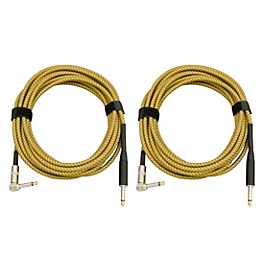 Musician's Gear Tweed Right Angle Instrument Cable 2... Musician's Gear Tweed Right Angle Instrument Cable 2-Pack 20 ft. Gold