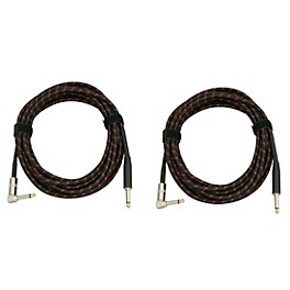 Musician's Gear Tweed Right Angle Instrument Cable 2-... Musician's Gear Tweed Right Angle Instrument Cable 2-Pack 20 ft. Red