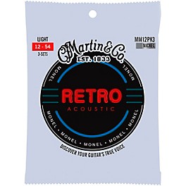 Martin Retro Acoustic Strings With Monel Wrap Wire... Martin Retro Acoustic Strings With Monel Wrap Wire 3-Pack Light (12-54)