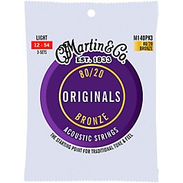 Martin Originals 80/20 Bronze 3-Pack Extra Light (10-47) Martin Originals 80/20 Bronze 3-Pack Light (12-54)