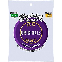 Martin Originals 80/20 Bronze 3-Pack Extra Light (10-47) Martin Originals 80/20 Bronze 3-Pack Extra Light (10-47)