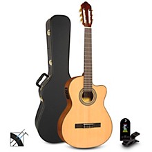 Lucero LC150SCE Nylon-String Classical Acoustic-Electric Guitar Pack