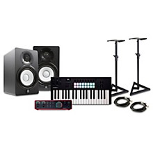 Novation Launchkey MK4 Keyboard Controller With Focusrite 2i2 USB Audio Interface & Yamaha HS5 5" Studio Monitor Pair Package (Cables/Stands Included) -