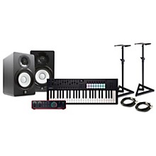 Novation Launchkey MK4 Keyboard Controller With Focusrite 2i2 USB Audio Interface & Yamaha HS5 5" Studio Monitor Pair Package (Cables/Stands Included) -