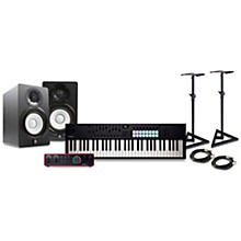 Novation Launchkey MK4 Keyboard Controller With Focusrite 2i2 USB Audio Interface & Yamaha HS5 5" Studio Monitor Pair Package (Cables/Stands Included) -