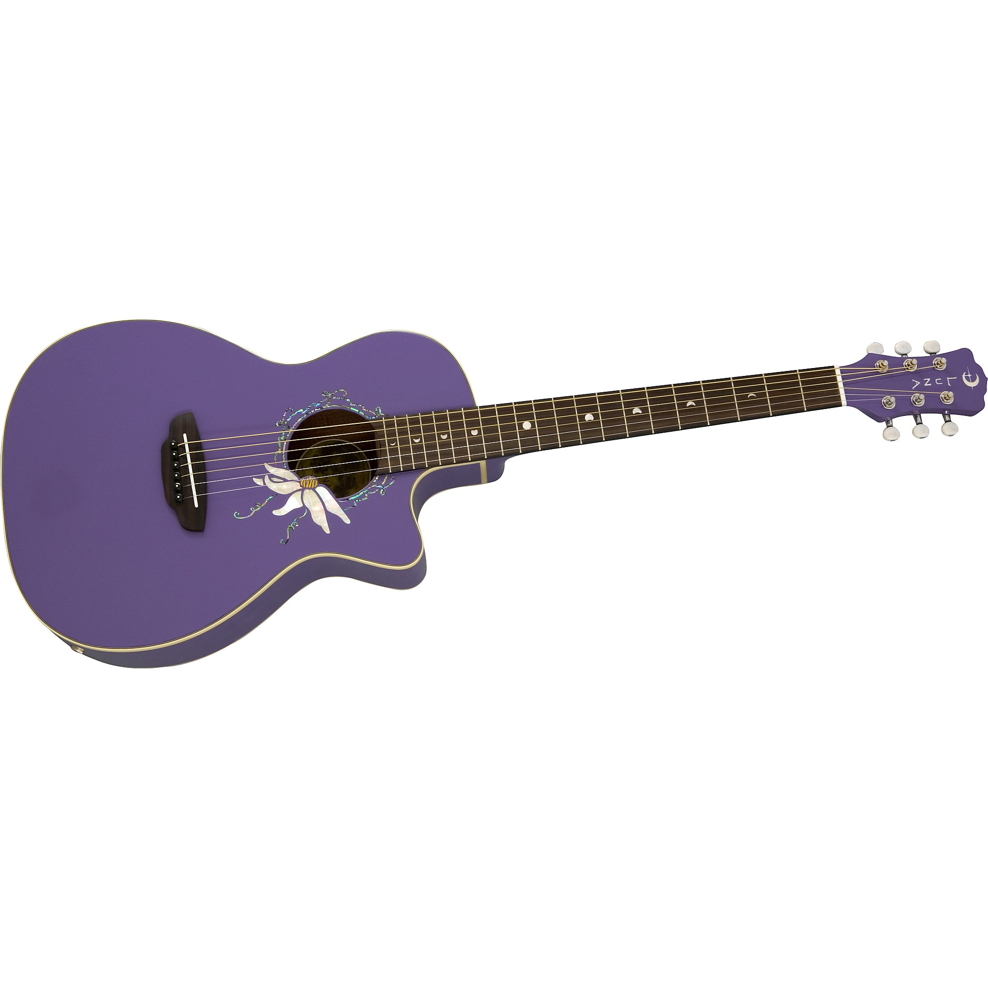 Luna Guitars Luna Passionflower Cutaway AcousticElectric Guitar Purple