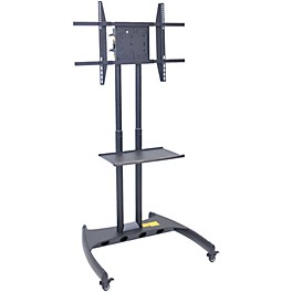 H. Wilson Luxor Adjustable Flat Panel Cart with Shelf and Rotating Mount