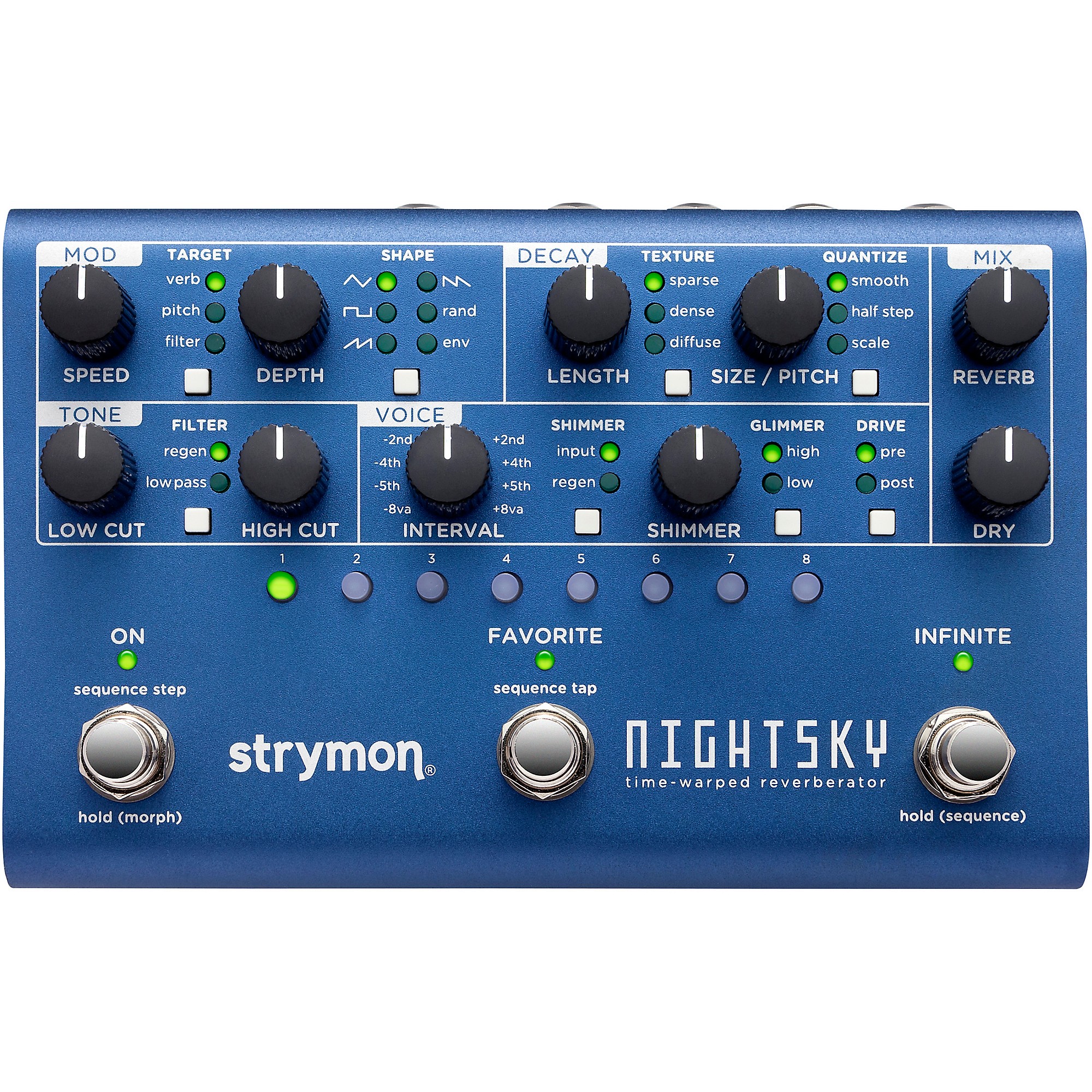Strymon NightSky Time-Warped Reverberator Effects Pedal Blue