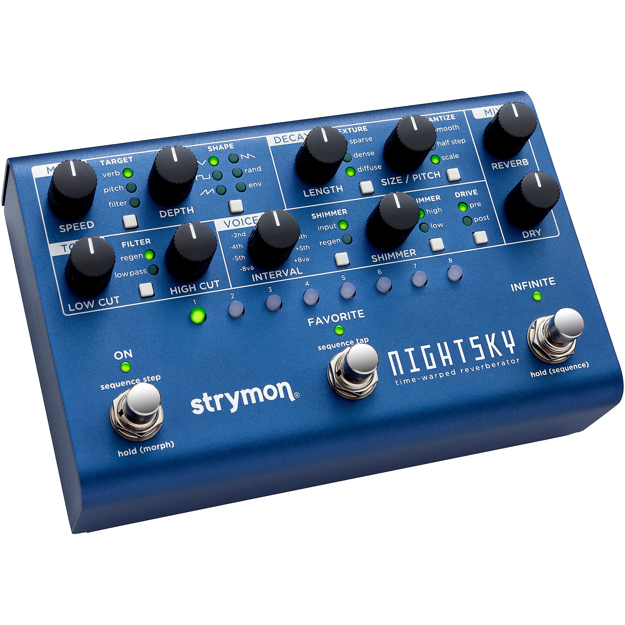Strymon NightSky Time-Warped Reverberator Effects Pedal Blue