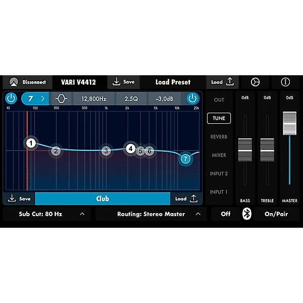 Harbinger VARI V4412 Powered 12" 2-Way Loudspeaker With Mixer, FX, App Control, Bluetooth, DSP and Smart Stereo