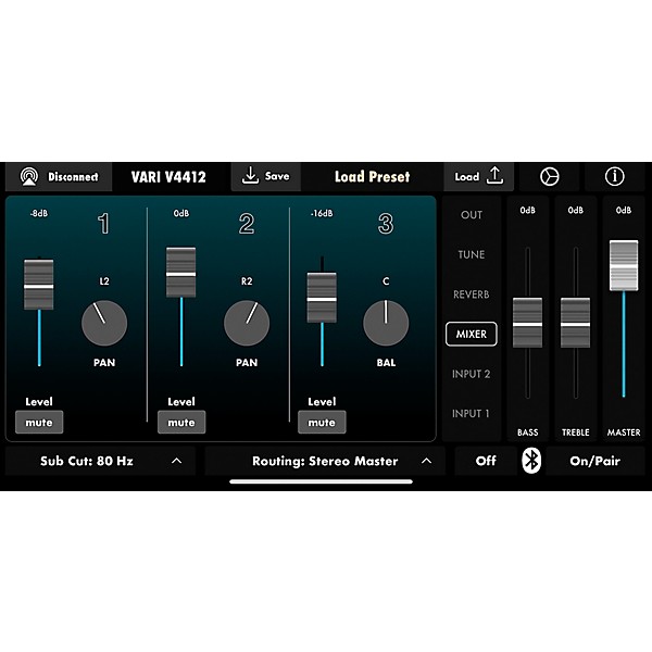 Harbinger VARI V4412 Powered 12" 2-Way Loudspeaker With Mixer, FX, App Control, Bluetooth, DSP and Smart Stereo