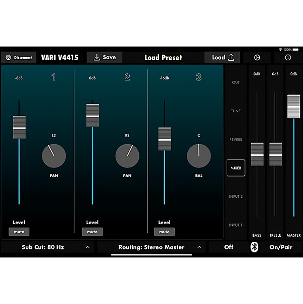 Harbinger VARI V4415 Powered 15" 2-Way Loudspeaker With Mixer, FX, App Control, Bluetooth, DSP and Smart Stereo