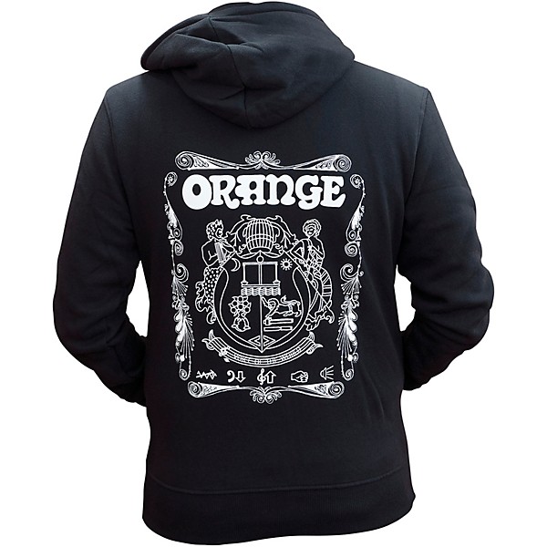Orange Amplifiers Hoodie with Orange Logo and Crest Large Black