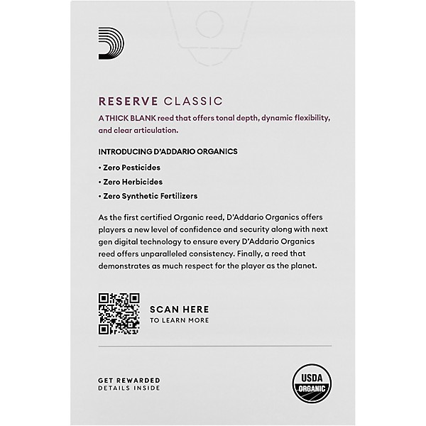 D'Addario Woodwinds Reserve Classic, Bb Clarinet Reed - Box of 10 2