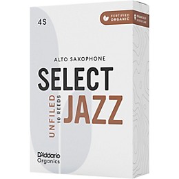 D'Addario Woodwinds Select Jazz Alto Saxophone Unfiled Organic Reeds Box of 10 4S