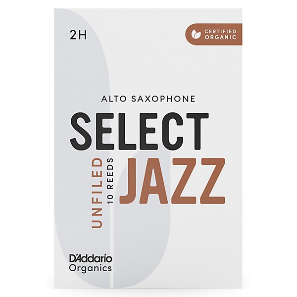 D'Addario Woodwinds Select Jazz Alto Saxophone Unfiled Organic Reeds Box of 10 2H