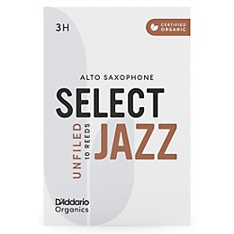 D'Addario Woodwinds Select Jazz Alto Saxophone Unfiled Organic Reeds Box of 10 3H