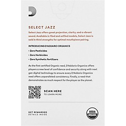 D'Addario Woodwinds Select Jazz Alto Saxophone Unfiled Organic Reeds Box of 10 3M