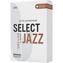 D'Addario Woodwinds Select Jazz Alto Saxophone Unfiled Organic Reeds Box of 10 3M