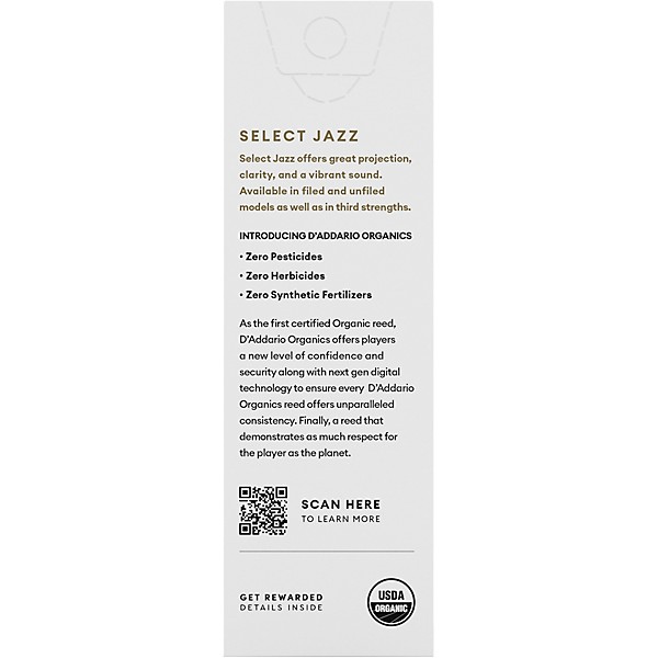 D'Addario Woodwinds Select Jazz, Baritone Saxophone - Filed,Box of 5 3S