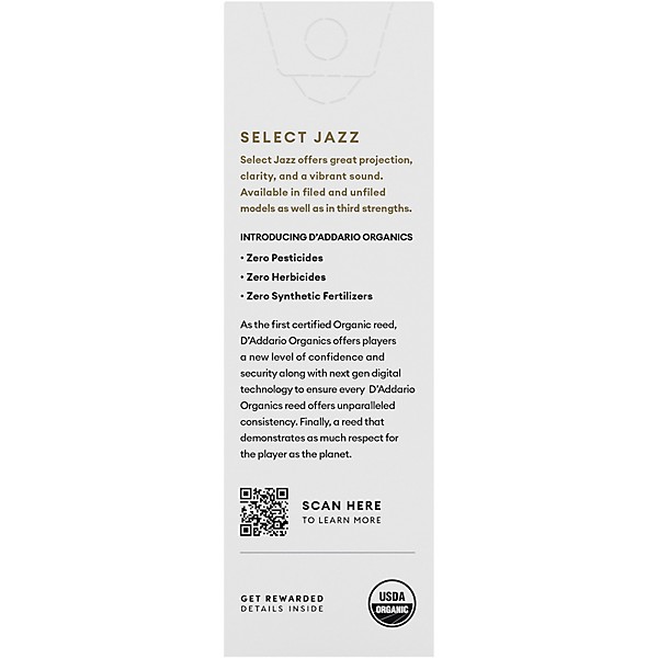 D'Addario Woodwinds Select Jazz, Baritone Saxophone - Filed,Box of 5 4S