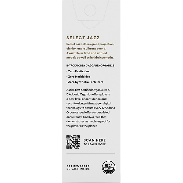 D'Addario Woodwinds Select Jazz, Baritone Saxophone - Filed,Box of 5 2S